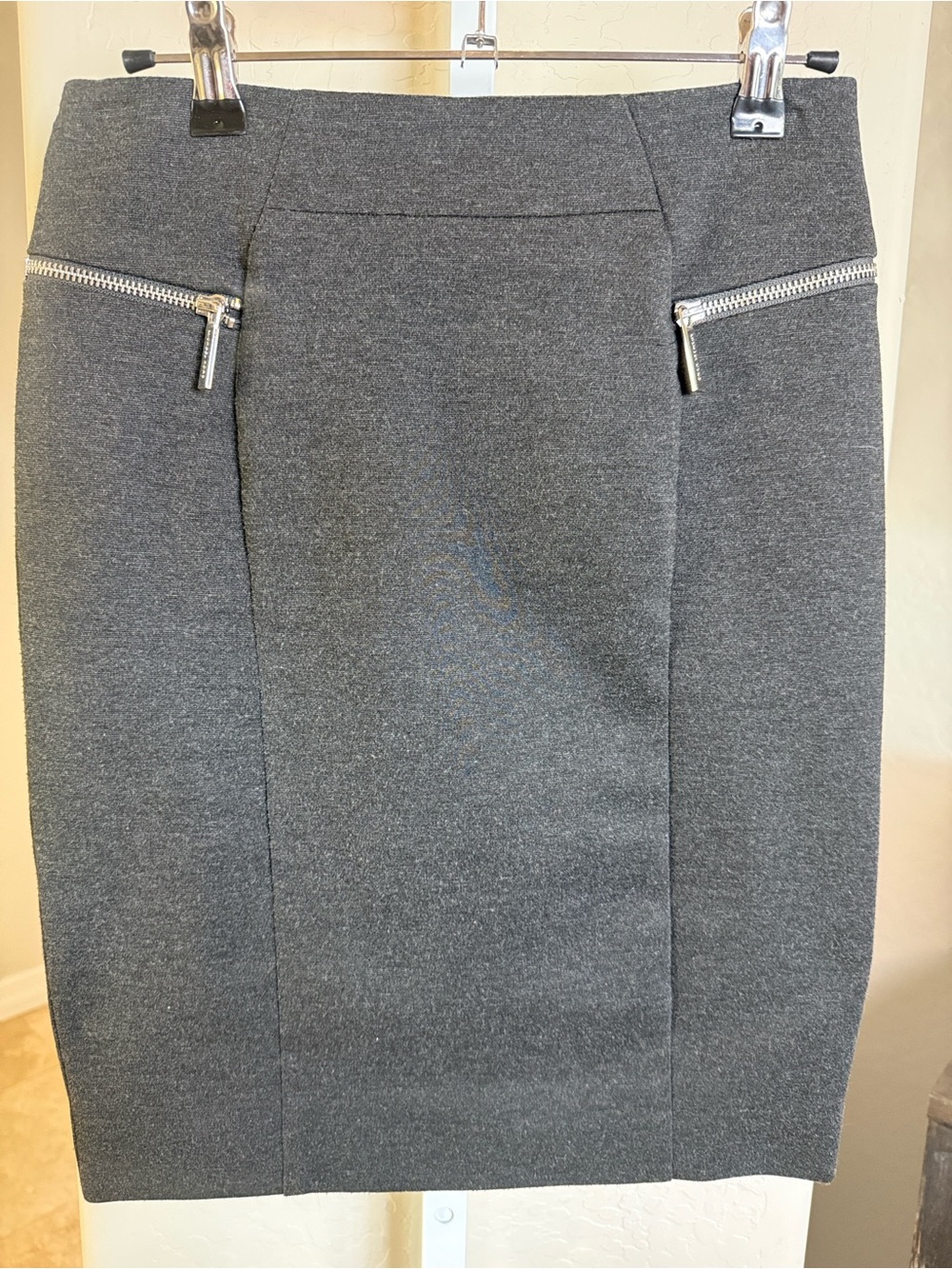 Michael Kors Classic Gray Pencil Skirt with Zip Detail